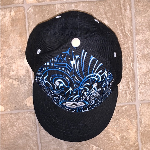 Tribal Black and Blue Graphic Snapback Hat - Picture 2 of 6